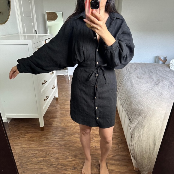 Free People Button Down Puff Sleeve Mini. Size XS - Picture 1 of 15